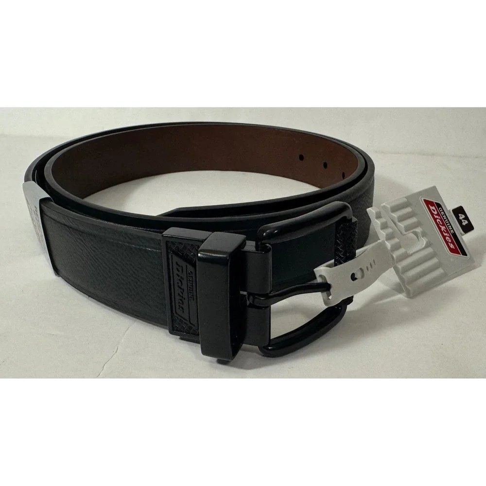 Genuine Dickies Belt Men 44 Black Brown Reversible Stretch‎ Black Casual NEW